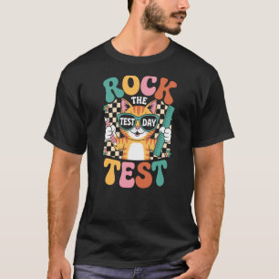 Rock den Testtag Spaß Katze Prüfung Jubel Lustige  T-Shirt