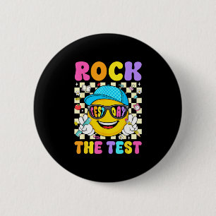 Rock die Prüfung lächeln Gesicht Sonnenbrille Lehr Button