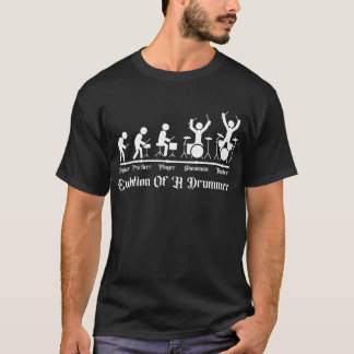 Rock Drummer Evolution: Funny Strichmännchen Music T-Shirt