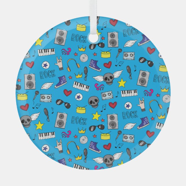 Rock Emo Music Teen Muster Ornament Aus Glas (Vorderseite)