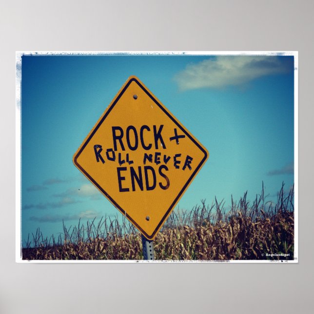Rock Ends Road Sign Graffitti, Rock and Roll Poster (Vorne)