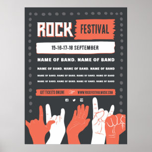 Rock Festival - Bold Red & Black Grunge Design Pos Poster