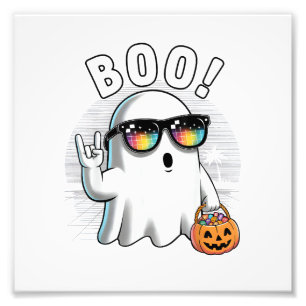 Rock Ghost Retro Halloween Pumpkin Funny Boo Fotodruck