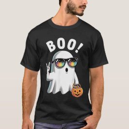 Rock Ghost Retro Halloween Pumpkin Funny Boo T-Shirt