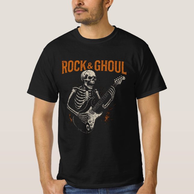 Rock & Ghoul Halloween T - Shirt - Skelettgitarre (Vorderseite)