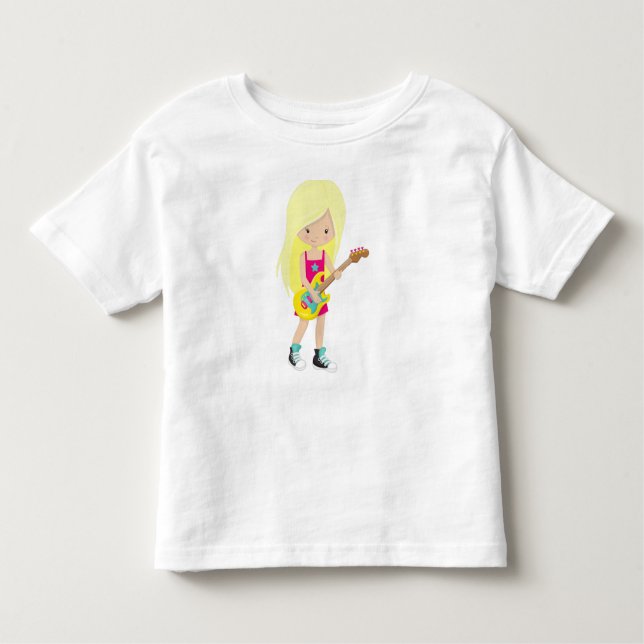 Rock Girl, Blonde Hair, Gitarrenspieler, Band, Mus Kleinkind T-shirt (Vorderseite)