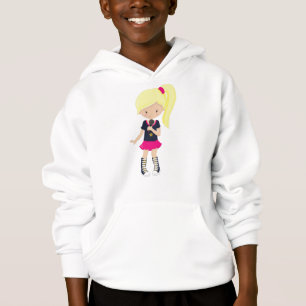 Rock Girl, Blonde Hair, Mikrofon, Band Sänger Hoodie