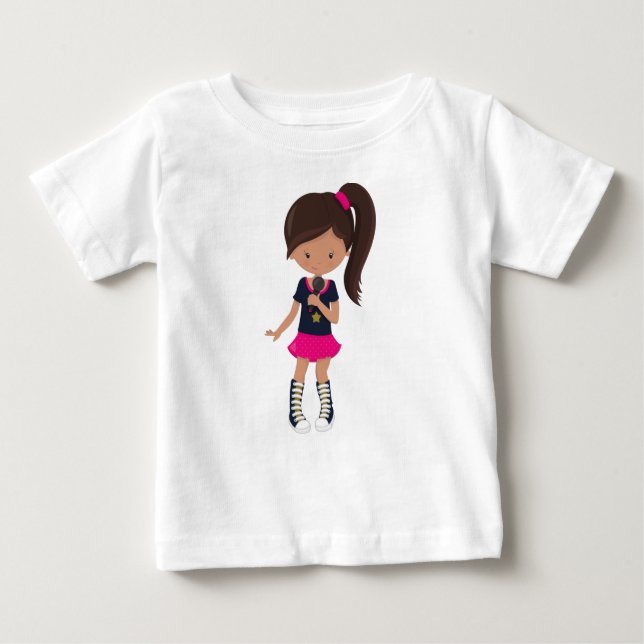 Rock Girl, Latina Girl, Mikrofon, Band Sänger Baby T-shirt (Vorderseite)