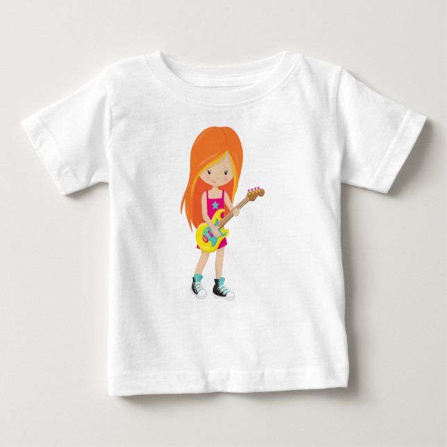 Rock Girl, Orange Hair, Gitarrenspieler, Band, Mus Baby T-shirt (Vorderseite)