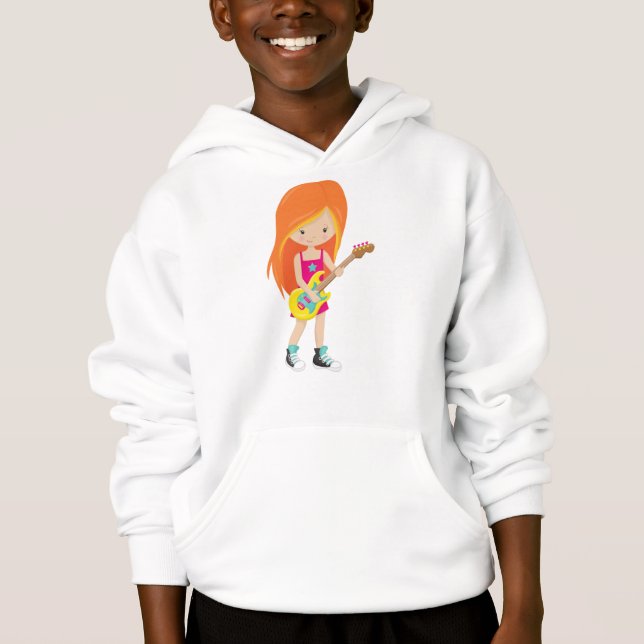 Rock Girl, Orange Hair, Gitarrenspieler, Band, Mus Hoodie (Vorderseite)