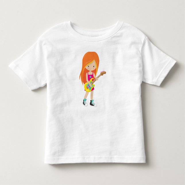 Rock Girl, Orange Hair, Gitarrenspieler, Band, Mus Kleinkind T-shirt (Vorderseite)