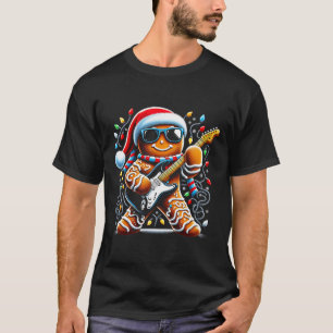 Rock-Gitarre Lebkuchenmann spielt Gitarre -lustige T-Shirt