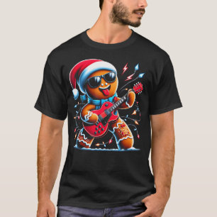 Rock-Gitarre Lebkuchenmann spielt Gitarre -Lustige T-Shirt