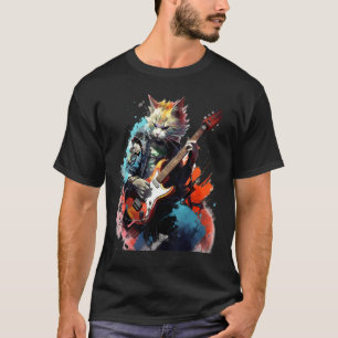 Rock-Gitarre Manx-Katze Gitarrist T-Shirt