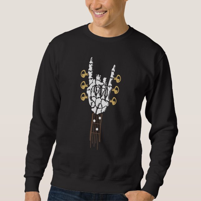 Rock-Gitarrenhals Skelett-Hand Gothic-Gitarrist Ac Sweatshirt (Vorderseite)
