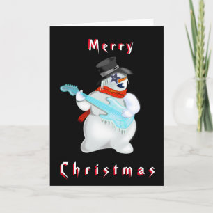 Rock-Gitarrist Schneemann-Weihnachtskarte Karte