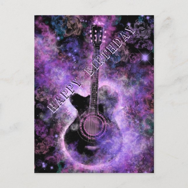 Rock Guitar Musical Happy Birthday Card Postkarte (Vorderseite)