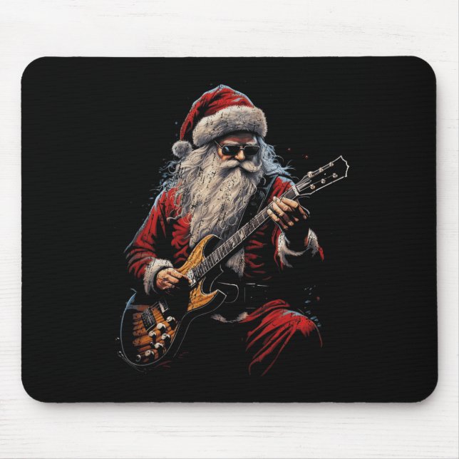 Rock Guitar Santa Claus Playing Guitar - Funny Chr Mousepad (Vorne)
