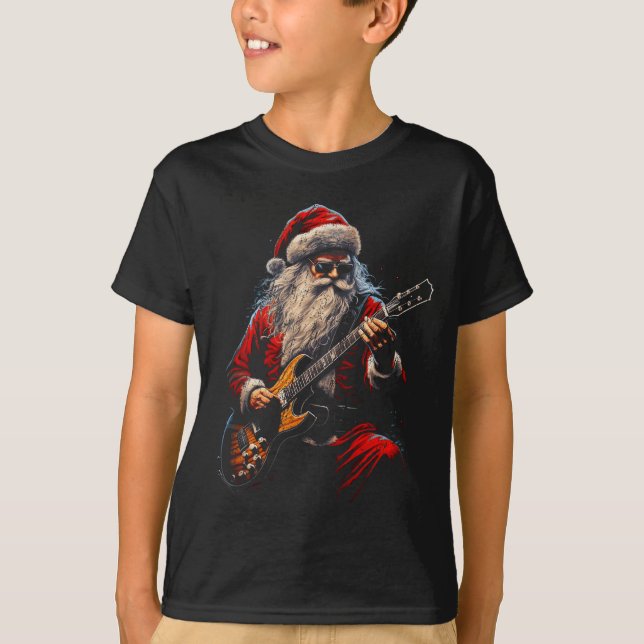 Rock Guitar Santa Claus Playing Guitar - Funny Chr T-Shirt (Vorderseite)