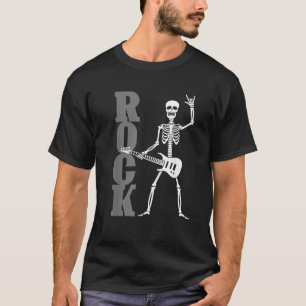 Rock Guitar Skeleton Rock and Roll Music Band Men T-Shirt
