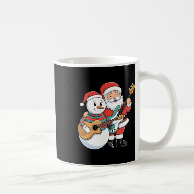 Rock Guitar Snowman und Santa Claus Gitarre spiele Kaffeetasse (Rechts)
