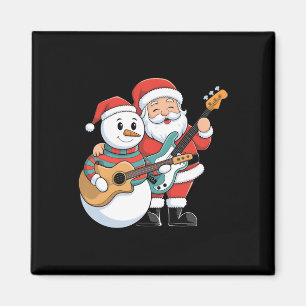Rock Guitar Snowman und Santa Claus Gitarre spiele Magnet