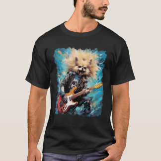 Rock Guitar Spitz Dog Guitarist T Shirt