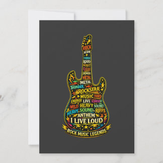 Rock Guitar Typography Art Einladung