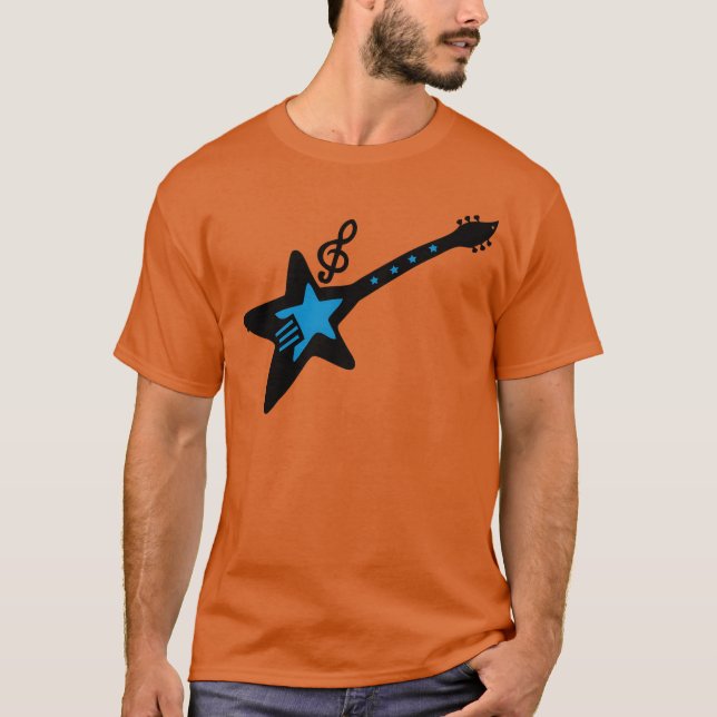 Rock guitar with music note funny T-Shirt (Vorderseite)
