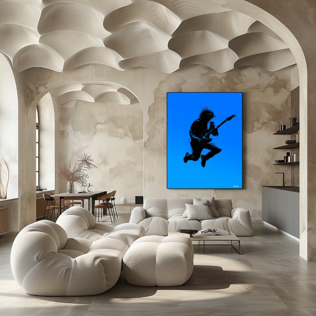 Rock Guitarist Poster - Black Silhouette on Blue (Von Creator hochgeladen)