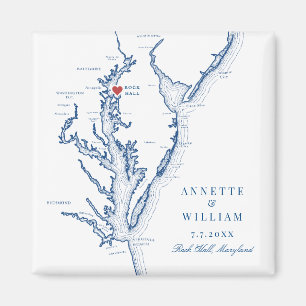 Rock Hall Maryland Elegant Navy Blue Wedding Magnet