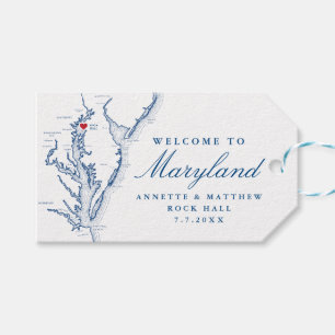 Rock Hall MD Elegant Navy Blue Wedding Willkommen Geschenkanhänger