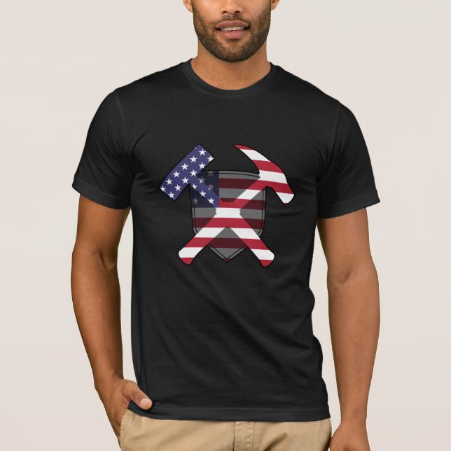 Rock-Hammer-Logo der amerikanischen Flagge Geology T-Shirt (Vorderseite)