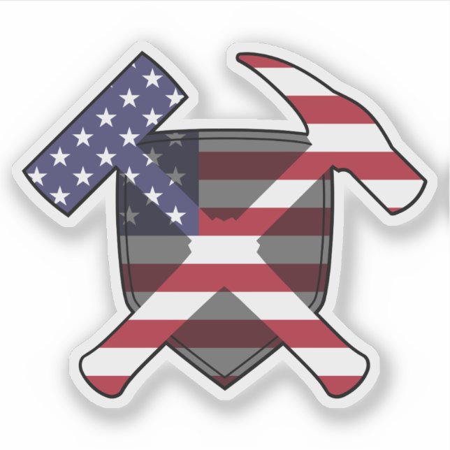 Rock-Hammer-Logo des Geologen - Amerikanische Flag Aufkleber (Vorderseite)