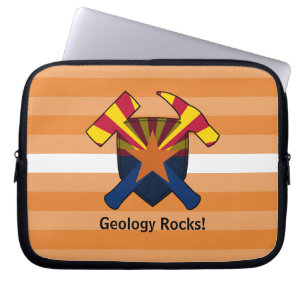 Rock-Hammer-Logo des Geologen mit Arizona-Flagge Laptopschutzhülle