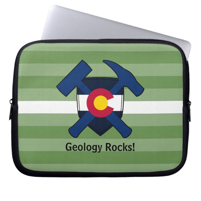 Rock-Hammer-Logo des Geologen mit Colorado-Flagge Laptopschutzhülle (Vorderseite)