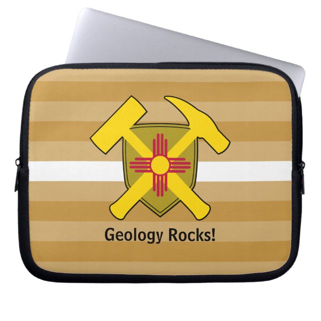 Rock-Hammer-Logo des Geologen mit New Mexico-Flagg Laptopschutzhülle (Vorderseite)