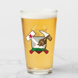 Rock Hammer und California Flag-Logo des Geologen Glas