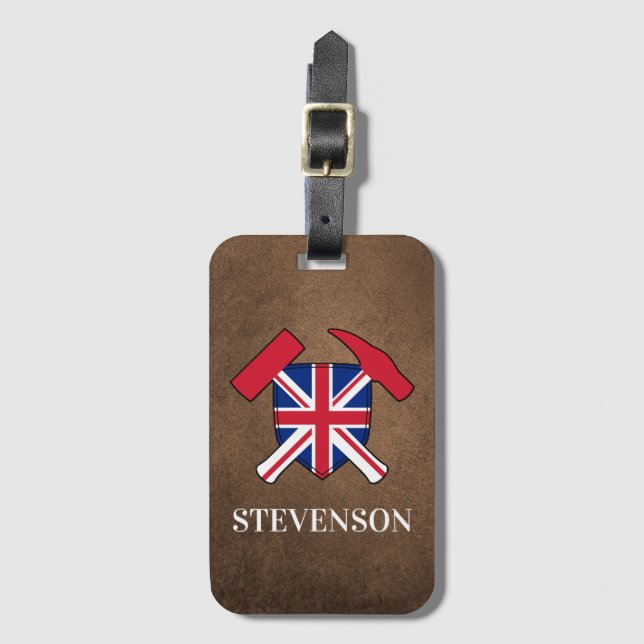 Rock Hammer und das Logo von Geologist Gepäckanhänger (Vorderseite Vertikal)