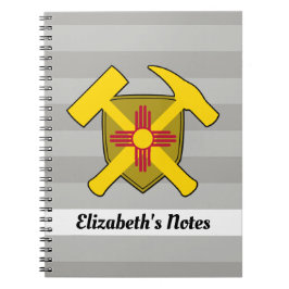 Rock Hammer und Flag-Logo des Geologen und New Mex Notizblock