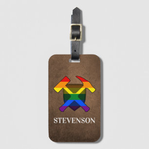 Rock Hammer und LGBT-Regenbogen-Logo des Geologen Gepäckanhänger