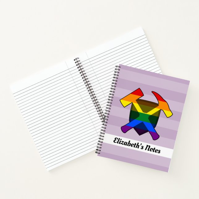 Rock Hammer und LGBT-Regenbogen-Logo des Geologen Notizbuch (Innenseite)