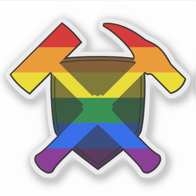 Rock Hammer und LGBT-Regenbogenflagge des Geologen Aufkleber (Vorderseite)
