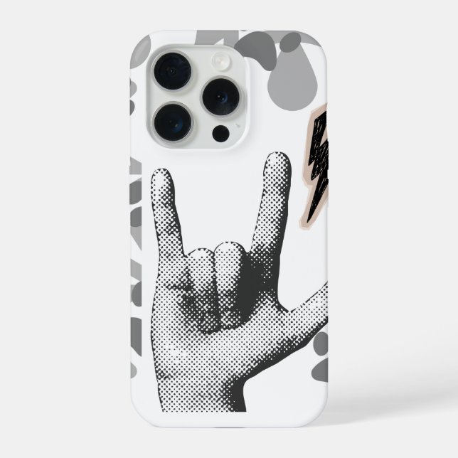 Rock Hand Blitz im Vintage-Stil iPhone Hülle (Rückseite)