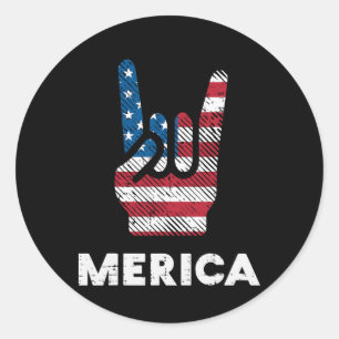 Rock Hand Merica Flag Amerika Rocker Men Runder Aufkleber