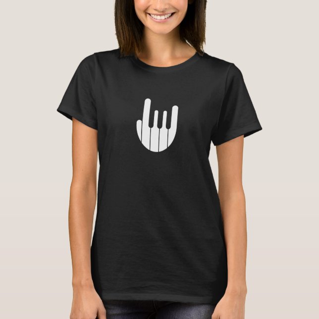 Rock Hand Piano Keyboard - Funny Cool Pianist Keyb T-Shirt (Vorderseite)