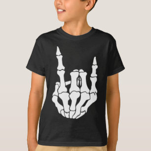 Rock Hand Skelett Vintag Rocker Sign Halloween P T-Shirt