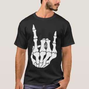 Rock Hand Skelett Vintage Rocker Schild Halloween T-Shirt