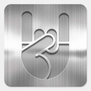 Rock Hand Steel Quadratischer Aufkleber