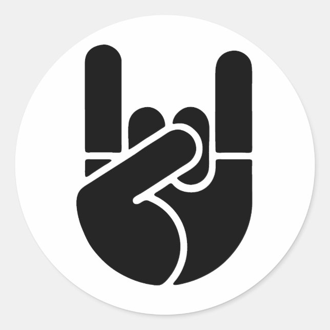 Rock Hand Stencil Runder Aufkleber (Vorderseite)